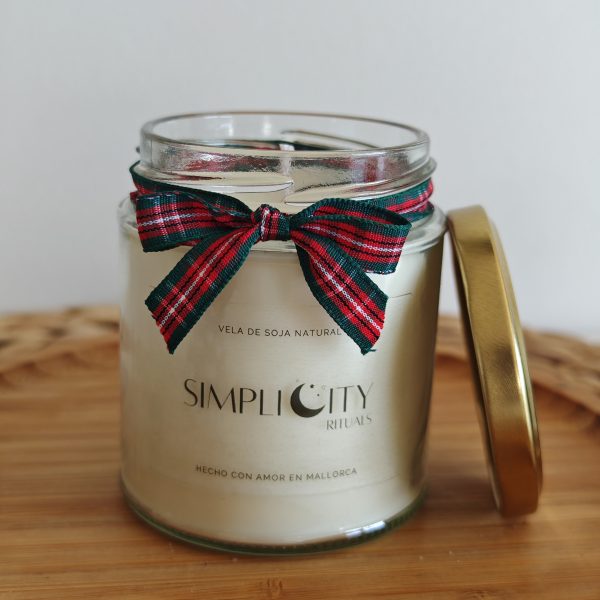 Vela tarro de cristal con cera de soja navidad